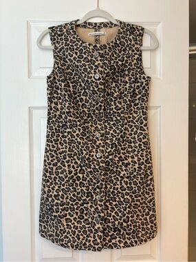 Abercrombie & Fitch Leopard Print Sleeveless Shift Dress - Tan & Black